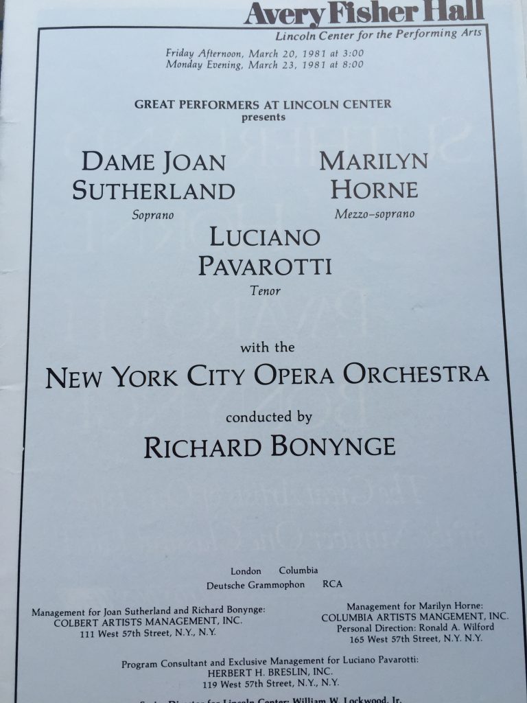 Joan Sutherland, Marilyn Horne and Luciano Pavarotti were the main names of this particular night Teresa Ciuffreda remembers.