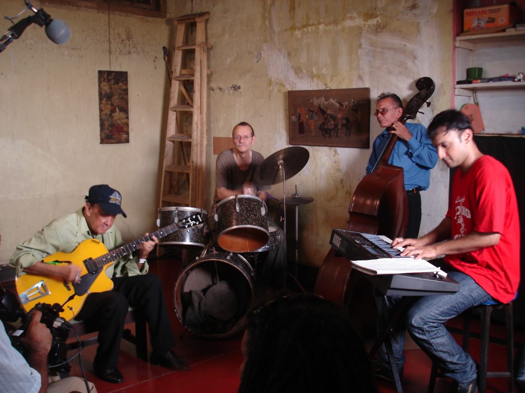 Carlton Kitto rehearsing with other jazz musicians at Clive's.
